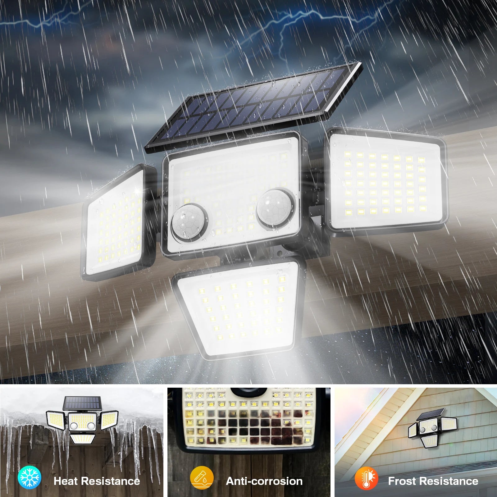 Solar Motion Sensor Lights – 3000LM Ultra-Bright Floodlights for Backyard, Patio & Yard Security