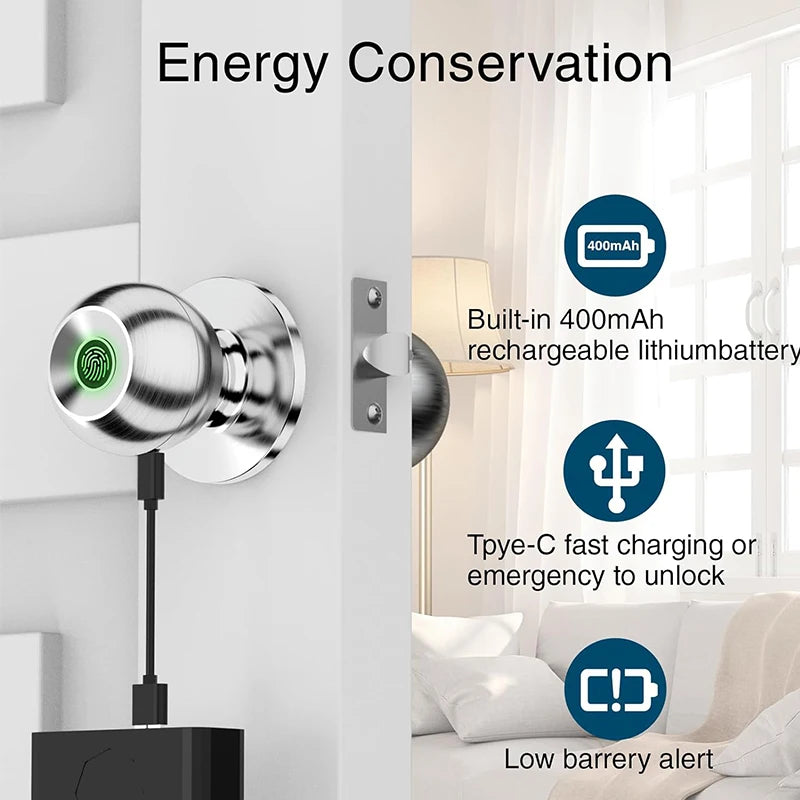 CIEPOJIET Tuya Smart Fingerprint Door Lock – Keyless Bluetooth Entry with Biometric Access & App Control
