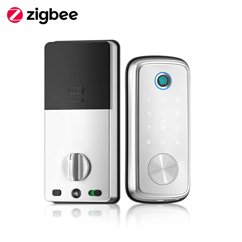 Tuya Zigbee Smart Deadbolt Locks for Front Door Alexa WiFi tuya app Biometric Fingerprint keyless Entry Keypad door lock