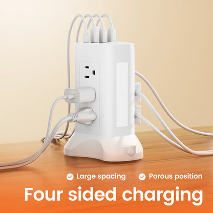 Power Tower with 13 Outlets, USB-C Fast Charging & Adjustable Night Light – 10Ft Cord