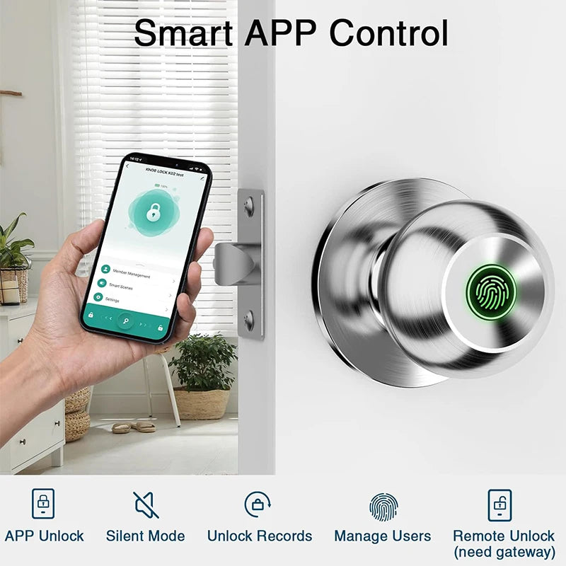 CIEPOJIET Tuya Smart Fingerprint Door Lock – Keyless Bluetooth Entry with Biometric Access & App Control