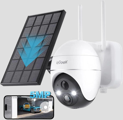 ieGeek 5MP Solar Security Camera – Wireless, 360° View, PIR Motion & Night Vision